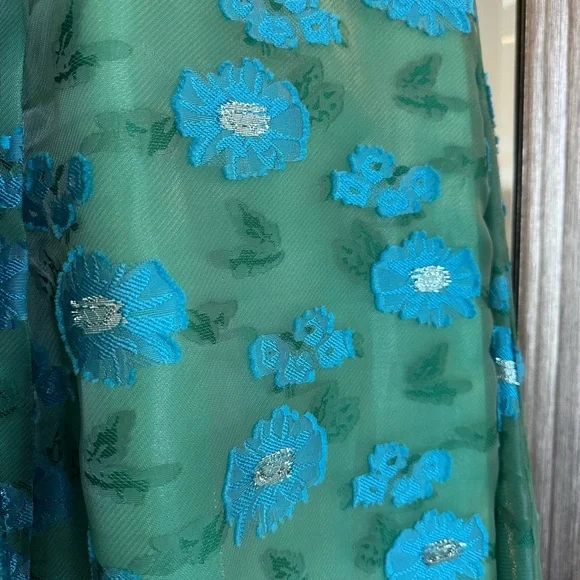 Charlotte Green Floral Print Short Sleeve V-Neck Fit and Flare Dress - Picture 5 of 5